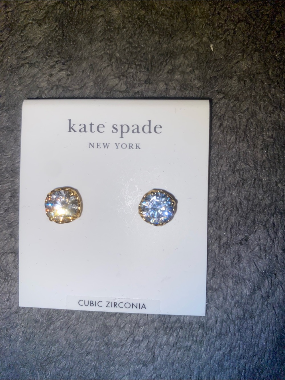 Kate Spade Gold Cubic Zirconia Stud Earrings - Clear
